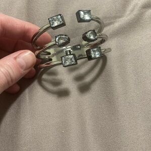 White House Black Market Silver Bracelet with Clear Stones